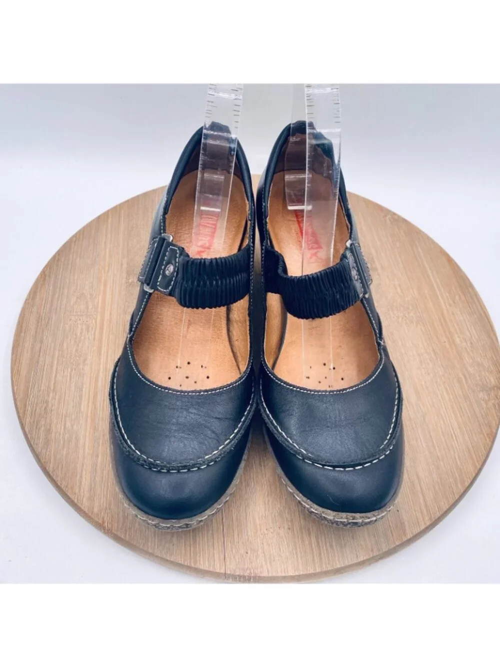 Pikolinos Mary Jane Shoes Womens 7.5 Black Leather Comfort Heels Cap